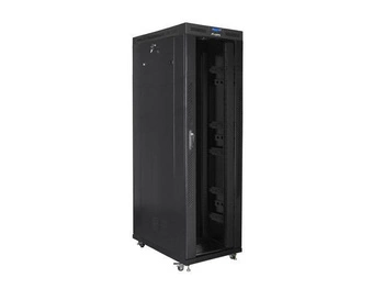 Szafa instalacyjna Rack stojąca 19" 42U 800x1200 czarna drzwi szklane LCD Lanberg (flat pack) - USZ OPAK
