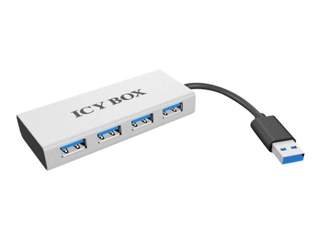 ICY BOX IB-AC6104 4-portowy Hub USB 3.0 elegancka aluminiowa obudowa Srebrny