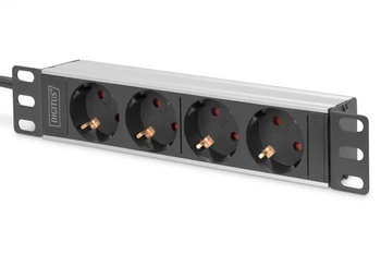 Listwa zasilająca do szaf 10" RACK 4xSchuko, 2m 1xUnischuko, 16A, aluminiowa