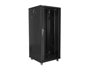 Szafa rack Lanberg FF01-6627-12B (27U; 19''; 1390mm / 600mm / 600 mm; stojąca; Szklane; 800 kg; kolor czarny)
