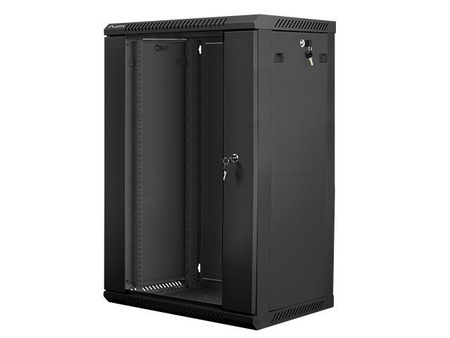 Szafa instalacyjna Rack wisząca 19" 18U 600x450 czarna Lanberg (flat pack)