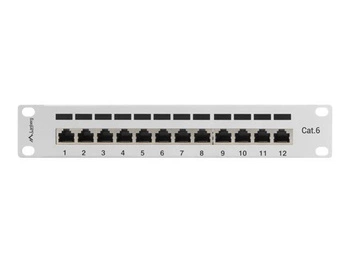 Patch panel Lanberg PPF6-9012-S 12 port 1U 10" kat.6 ekranowany szary
