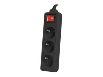 LANBERG PS1-03E-0300-BK Lanberg Listwa Zasilająca 3m Czarna 3X 230V PL Z Wyłącznikiem, Kabel z Miedzi