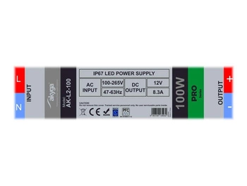 AKYGA Zasilacz impulsowy hermetyczny do LED AK-L2-100 12V / 8.3A 100W IP67