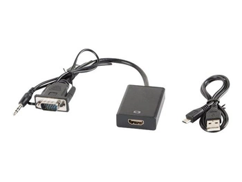 LANBERG AD-0021-BK Lanberg adapter VGA(F) + audio jack 3.5mm -> HDMI(F) 20cm