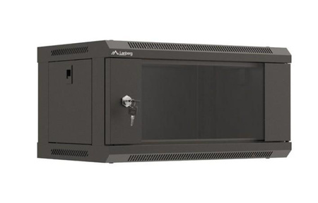 LANBERG Szafa instalacyjna wisząca 19 cali 4U 540x350 czarna drzwi przeszklone flat pack