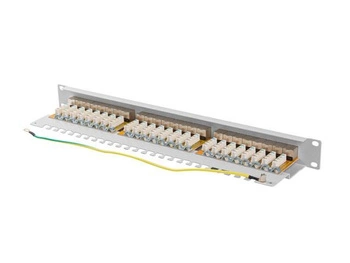 LANBERG PATCH PANEL 24 PORT 1U 19" KAT.6A FTP SZARY PPSA-1024-S