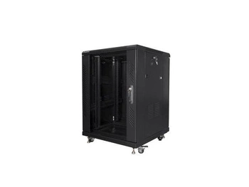 Szafa instalacyjna Rack stojąca 19" 15U 600x600 czarna Lanberg (flat pack)