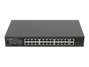 LANBERG switch PoE+ rack 19inch 24x 1GB POE+ 2x GB 2x SFP 360W RSGE-24P-2GE-2S-360 niezarządzalny