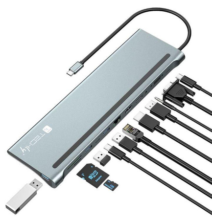 Stacja dokująca notebook USB-C na HDMI/DP/VGA/USB-A/RJ45/SD/USB-C PD 