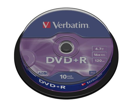 VERBATIM 43498 Verbatim DVD+R cake box 10 4.7GB 16x matte silver