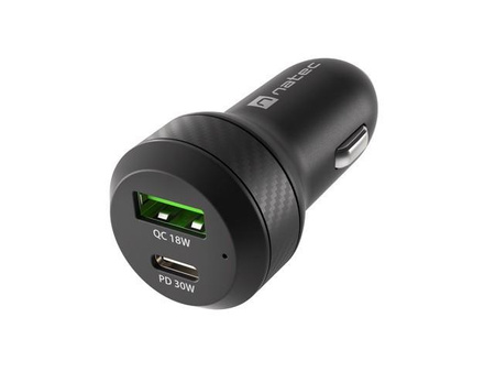 Ładowarka samochodowa Coney 1x USB 1x USB-C QC 3.0 48W Czarna 