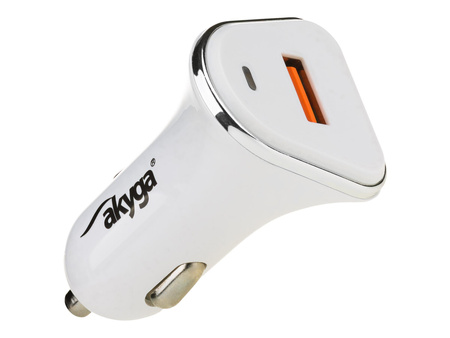 AKYGA Ładowarka samochodowa 12/24V AK-CH-07 18W USB-A Quick Charge 3.0 5-12V / 1.5-3A biała