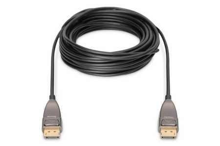 Kabel DIGITUS połączeniowy hybrydowy AOC DisplayPort 1.4 8K60Hz UHD DP/DP M/M czarny 15m