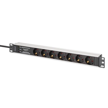 DIGITUS 1U Alu PDU Rackmount. 6x Safety outlet 1x outlet 16A 230VAC 50/60Hz Überspannungsschutz Netzfilter
