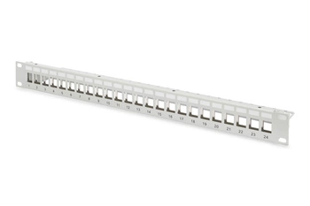 Patch panel pusty DIGITUS 19" 24 port 1U do modułów keystone (RAL 7035)
