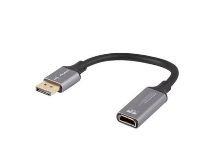 LANBERG AD-DP-HD-04 adapter DisplayPort - HDMI M/F 8K na kablu 20cm srebrny