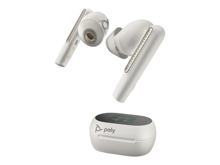 HP Poly Voyager Free 60+ UC White Sand Earbuds +BT700 USB-C Adapter +Touchscreen Charge Case
