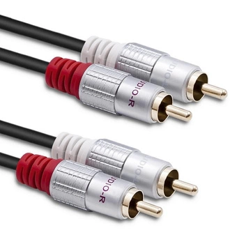 Kabel Qoltec 2xRCA męski / 2xRCA męski | 1m | Czarny
