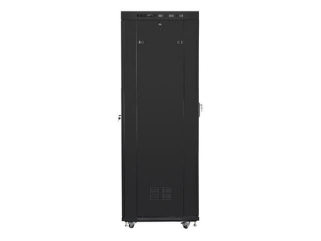 Szafa instalacyjna rack stojąca 19 42U 600x800 czarna, drzwi szklane lcd (Flat pack)