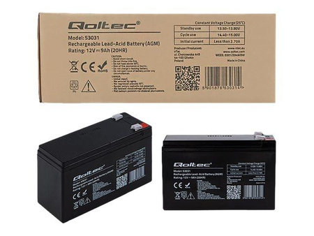 QOLTEC 53031 Qoltec Akumulator żelowy 12V 9Ah max.90A AGM