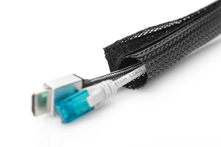 Maskownica DIGITUS taśmowa do okablowania na rzepy elastyczna regulowana 2m czarna