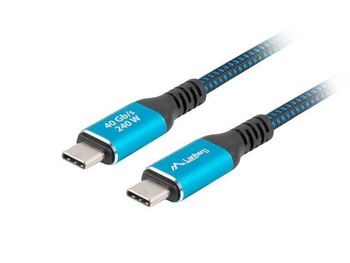 LANBERG kabel USB-C M/M 4.0 1m 240W 8K 60Hz Black-blue