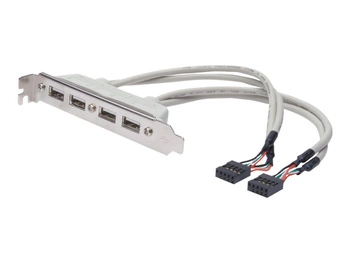DIGITUS AK-300304-002-E Kabel na śledziu USB 2.0 HighSpeed Typ 2xIDC (5pin)/4xUSB A M/Ż szary 0,25m