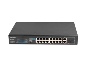 Switch niezarządzalny Lanberg 16x 100Mb PoE+/2x Combo Rack 19" Gigabit Ethernet 150W