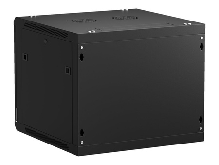 NETRACK 019-090-66-022 Netrack szafa wisząca 19, 9U/600x600mm – czarny, drzwi szklane, otwierane boki