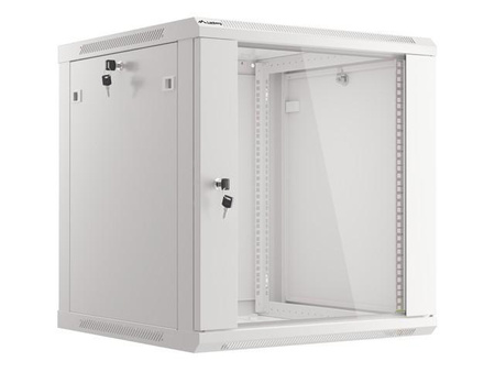 Szafa instalacyjna wisząca 19'' 12U 600X600mm szara (drzwi       szklane)