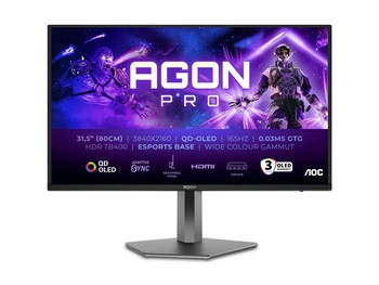 AOC 31.5inch 3840x2160 QD OLED 130mm AGON PRO QD OLED UHD 4K 31.5inch 165Hz HDR TB400 HDMI2.1 3xUSB 3.2