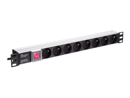 NETRACK 125-19-02 Netrack listwa zasilająca 19 1U, 230V/16A, 8xE, ALU