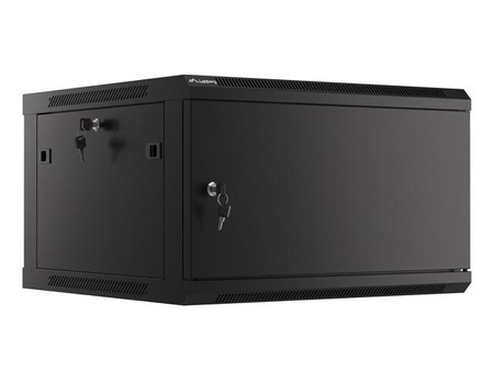LANBERG Wall mount cabinet 19inch 6U 600x600 steel doors black flat pack
