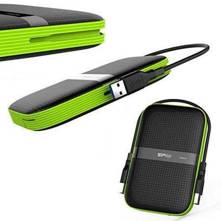 Dysk zewnętrzny Silicon Power ARMOR A60 2TB 2,5" USB 3.0 BLACK-GREEN/PANCERNY wstrząso/pyło i wodoodporny IPX4