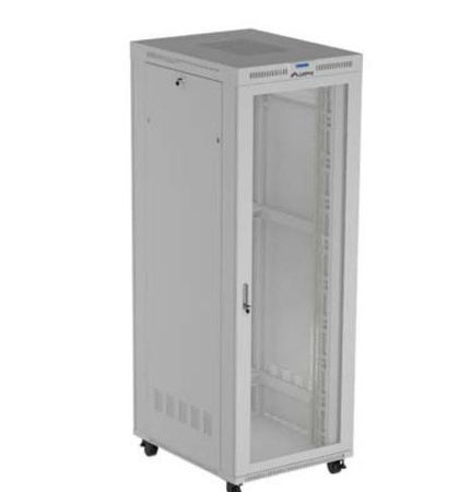 Szafa instalacyjna rack stojąca 19" 47U 800x1200 szara drzwi perforowane LCD ( flat pack) V2