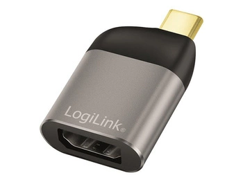 LOGILINK CUA0204 Adapter USB typu C USB-C/M na DP/F 8K aluminium czarny/szary