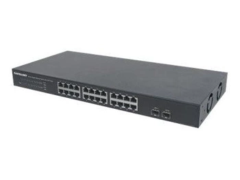 INTELLINET 24-Port Gigabit Ethernet Switch with 2 SFP Ports 24 x 10/100/1000 Mbps RJ45 Ports + 2 x SFP IEEE 802.3az 19inch Rackmount