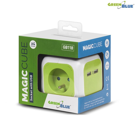 MagicCube poczwórne gniazdko prądowe, 2 wejścia usb 1,4m GB118