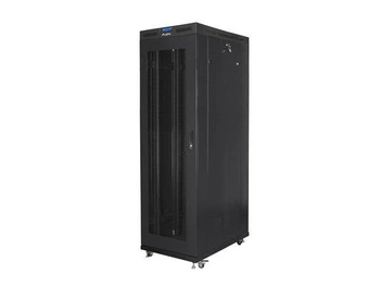 Szafa instalacyjna Rack stojąca 19" 42U 800x1200 czarna drzwi perforowane LCD Lanberg (flat pack)