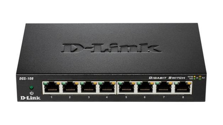 Switch niezarządzalny D-Link 8-portowy DGS-108 Metal Box 10/100/1000 Gigabit