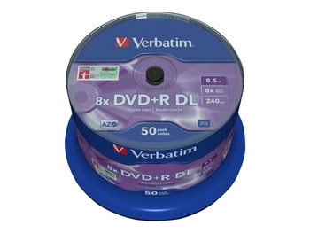 VERBATIM 43758 Verbatim DVD+R DLspindle 50 8,5GB 8x matt silver surface