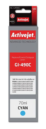 Activejet AC-G490C Tusz (zamiennik Canon GI-490C; Supreme; 70 ml; 7000 stron, niebieski)
