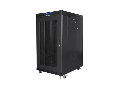 Szafa instalacyjna Rack stojąca 19" 22U 800x1000 czarna drzwi Perforowane LCD Lanberg (flat pack) V2