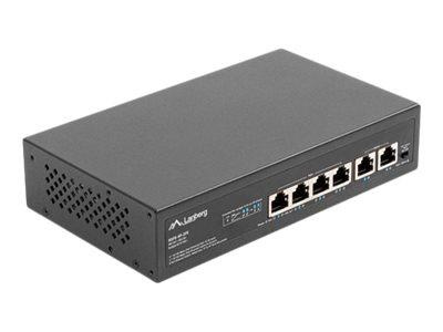 LANBERG switch PoE 19inch 6-port 100MB 4 ports PoE 30W/port max 60W DSP3-0105-60W unmanaged