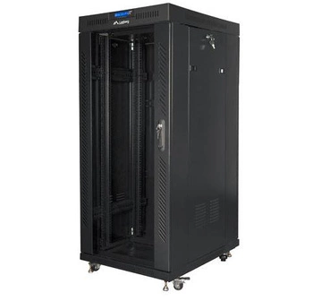 Szafa rack stojąca 19 cali 27U 800x1200 czarna drzwi szklane LCD FLAT PACK