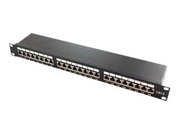 LOGILINK NP0048 LOGILINK- Patchpanel 19 kat. 6, 24-portowy, ekranowany STP, czarny