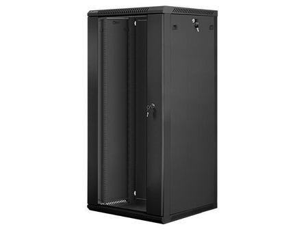 Szafa instalacyjna wisząca 19'' 27U 600X600mm czarna (drzwi      szklane)