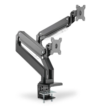 Ramię biurkowe podwójne z zaciskiem DIGITUS 2xLCD z sprężyną gazową max. 2x35" i 15kg - USZ OPAK