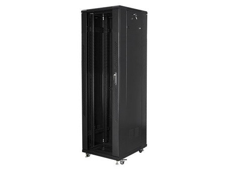 Szafa instalacyjna Rack stojąca 19" 42U 600x800 czarna Lanberg (flat pack)